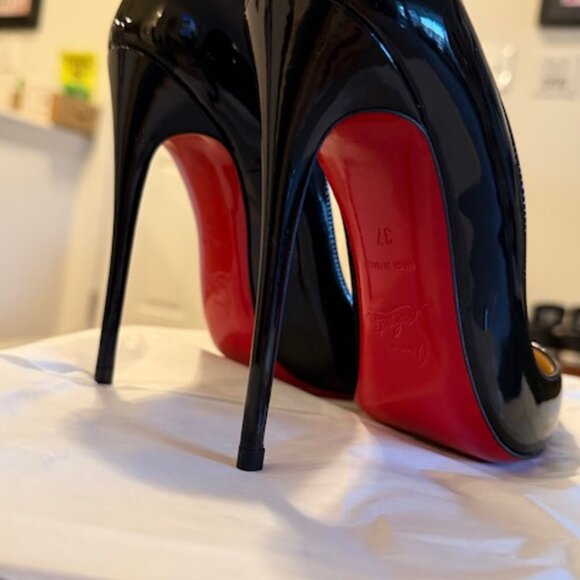 Christian Louboutin Shiny Pigalle Follies 100mm Black 37 - Picture 2 of 11